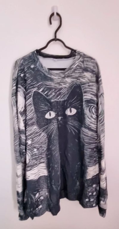Vinted Black and White Cat Night Swirly Star Sweatshirt.jpg