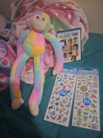 Shopping Trip in Town Tuesday 03:02:2026 - Pastel Rainbow Monkey & 2 Sheets of Stickers from T...jpg